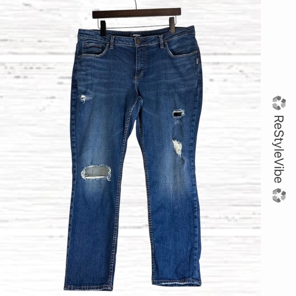 SILVER JEANS CO Women’s Size 16/L27 Denim Sam Boyfriend Style Fit Stretch - Picture 1 of 13